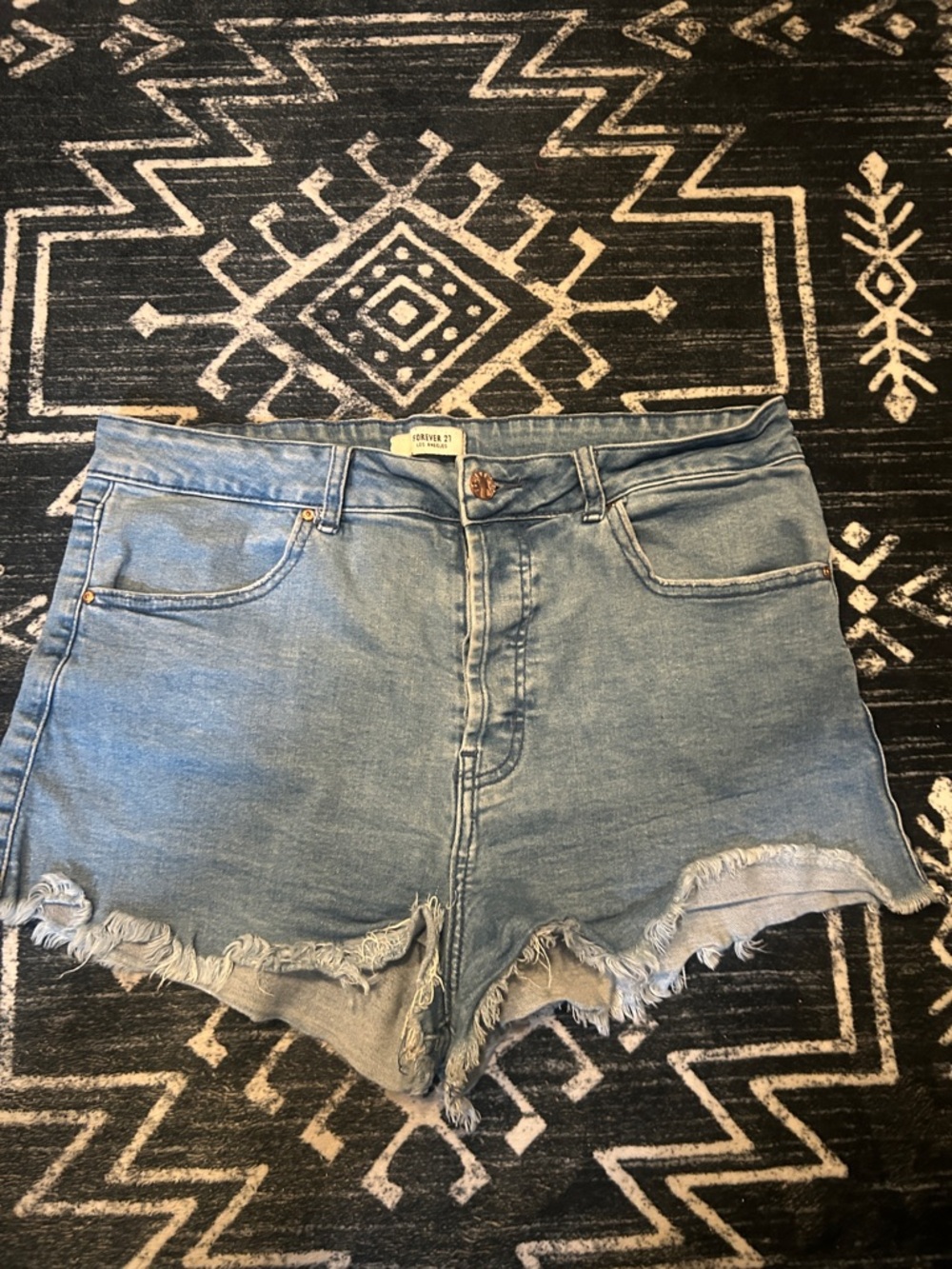 Forever 21 Light Blue Denim Frayed Cutoff Shorts